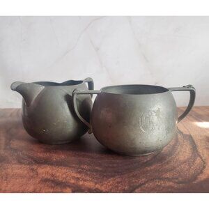 Vintage Pewter Creamer & Sugar Bowl